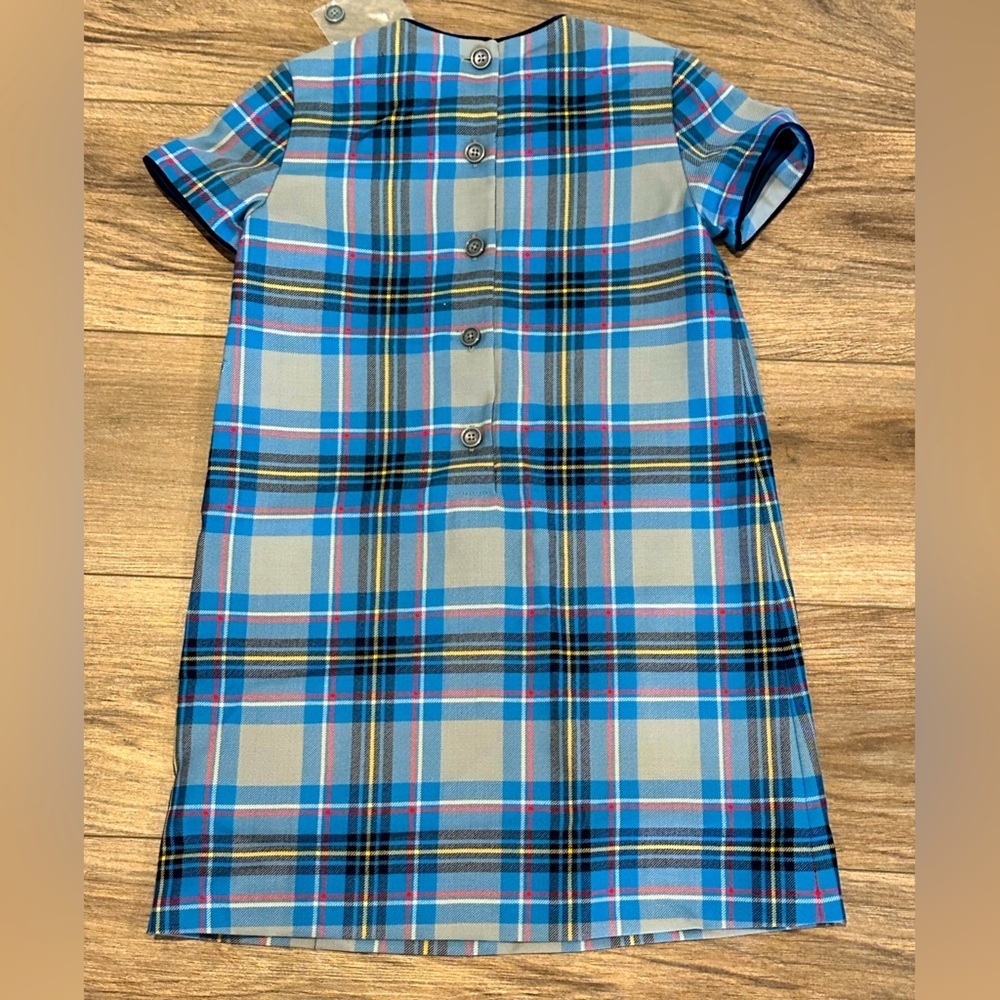NWT! Brooks Brothers Girls 8 Blue Plaid Short Sleeve Sheath Dress - Picture 6 of 7
